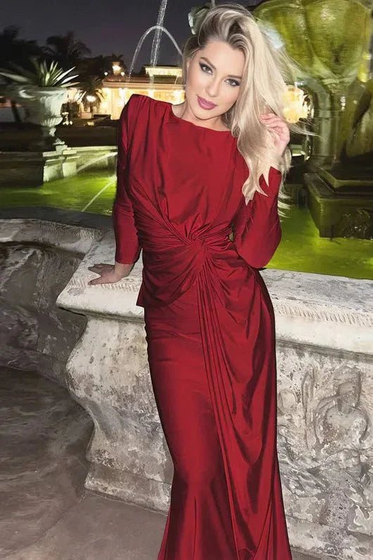 Vestido Maxi Manga Larga Elegante