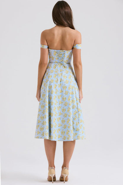 Elegancia Floral Midi Dress