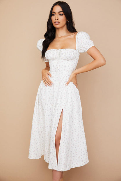 Floral Corset Midi Dress