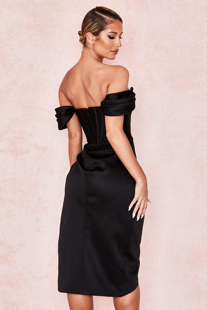 Elegancia Satin Midi Dress